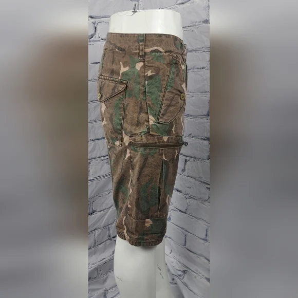 French Connection FCUK Men's Cargo Jean Shorts Vintage Y2K Camo Sz 30 Actual 32 - Picture 8 of 13